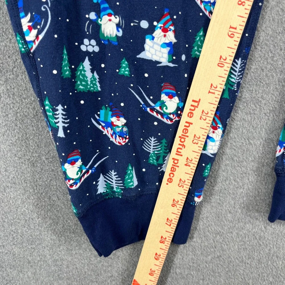 Lands End Gnome Skiing Christmas‎ Pajama Pants Joggers Navy Blue Size L 36 38